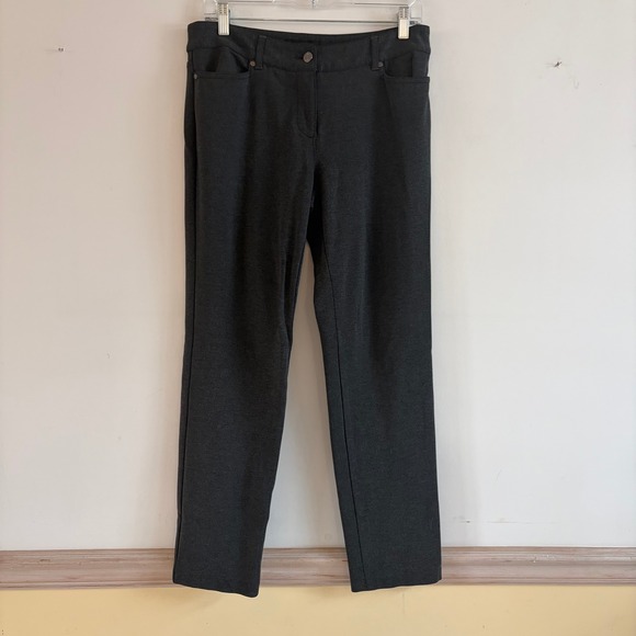 Talbots Pants - Talbots Petites Women 8P Charcoal Gray Straight Leg Ponte Knit Career Pants